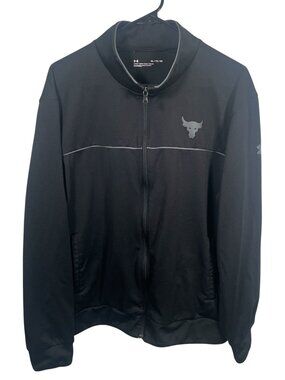 Under Armour Project Rock Full Zip Jacket Menx XL Black Training Track Pockets